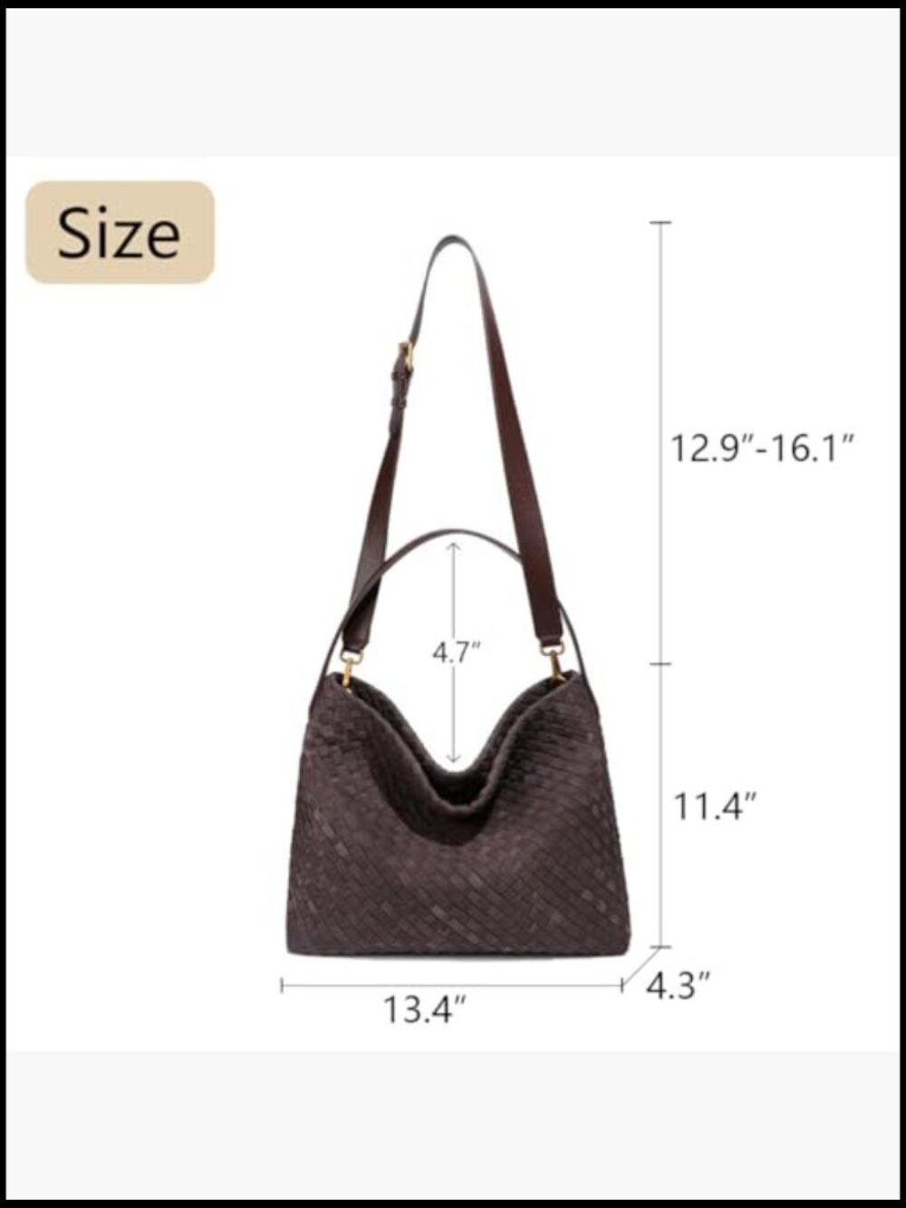 Braided Suede Tote Slouchy Shoulder Bag Elegant Retro Crescent Satchel Purse - Picture 6 of 6